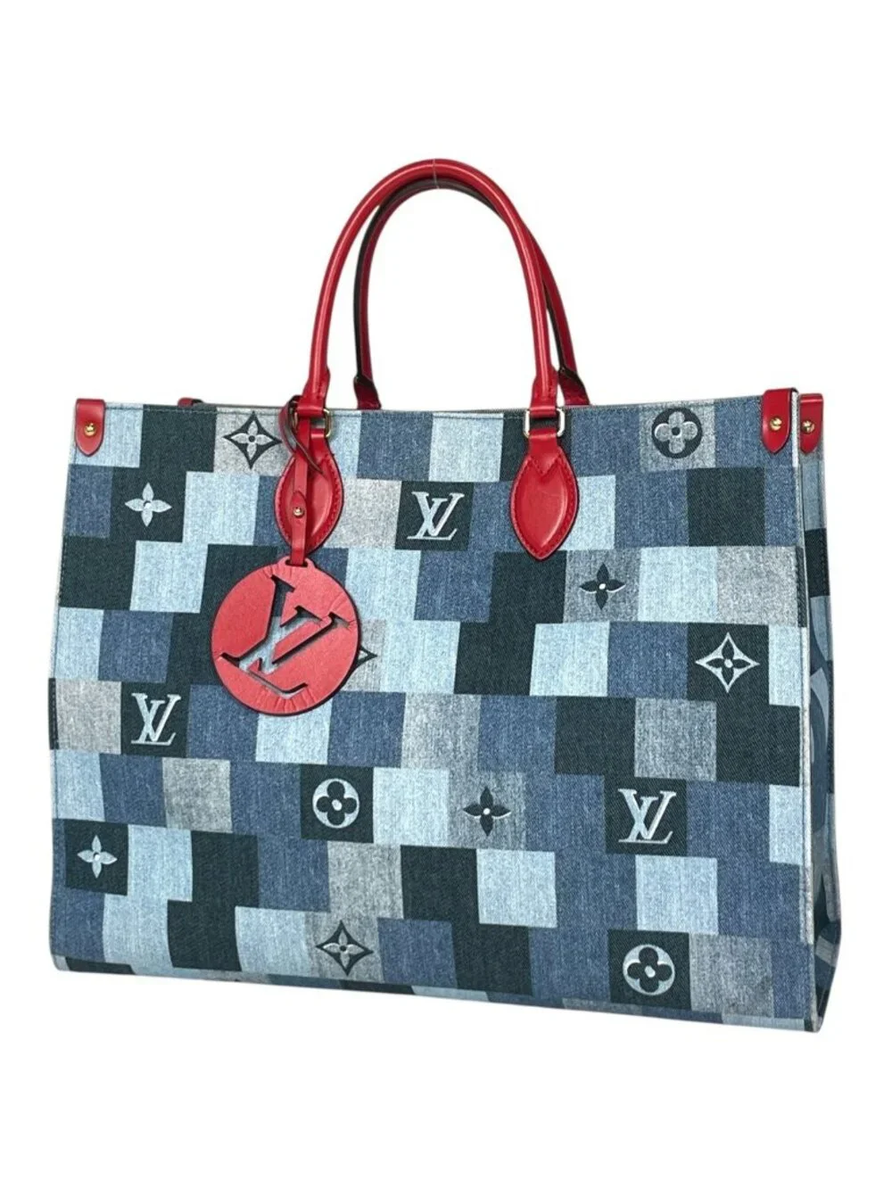 Louis Vuitton On The Go GM Handbag 2-Way Monogram Denim Blue